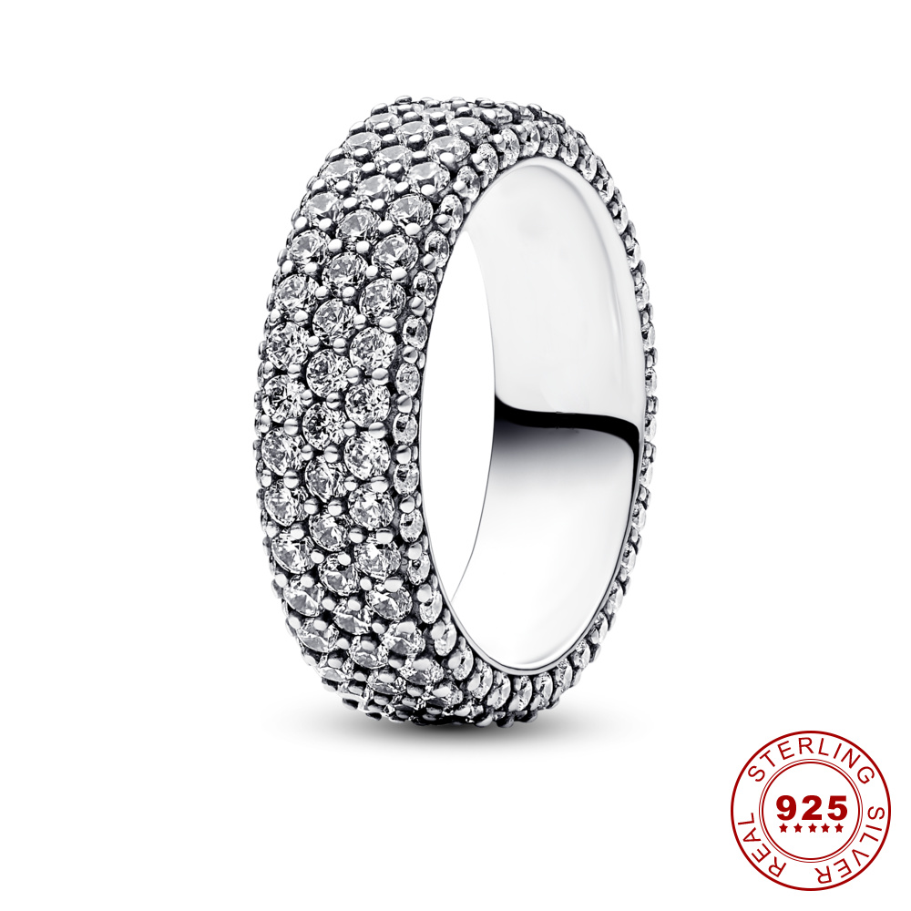 2024 New 925 Sterling Silver Ring Timeless Pave Rings for women The Glittering Ring Feminine Engagement Jewelry Fashion Accessories Free Delivery