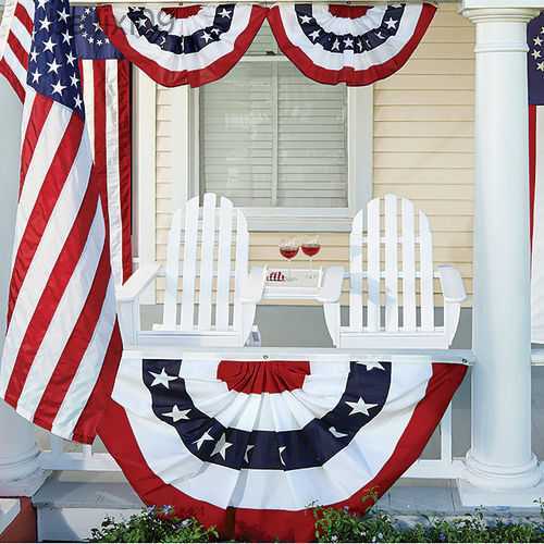 Party Decoration johnin 1.5x3 ft printed stripes stars USA Pleated Fan bunting Half Banner flag for july 4th independence day decoration T230522