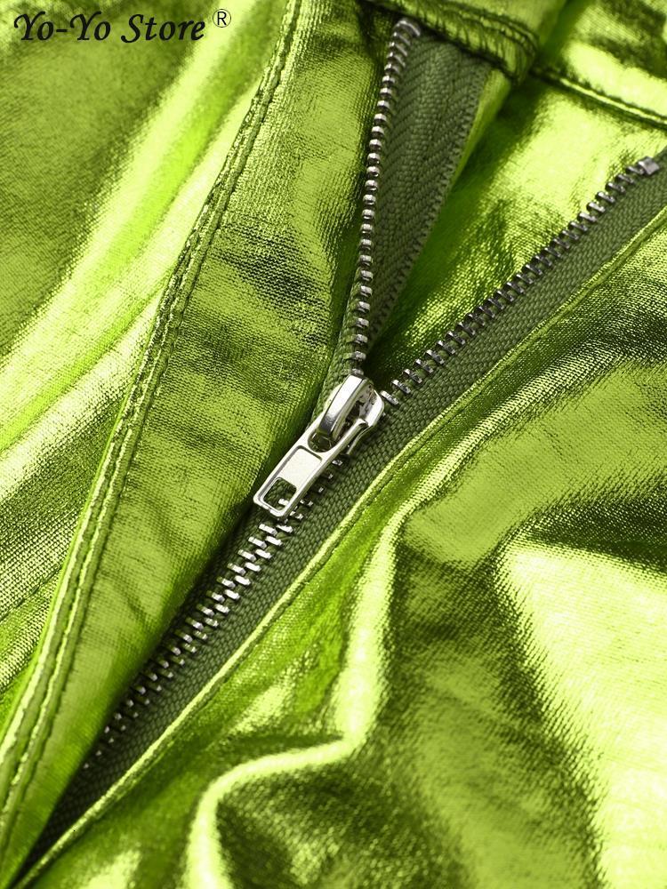 Women's Pants Capris PU bright color straight pants solid sexy low waisted street clothing men's autumn and winter casual loose fitting wome