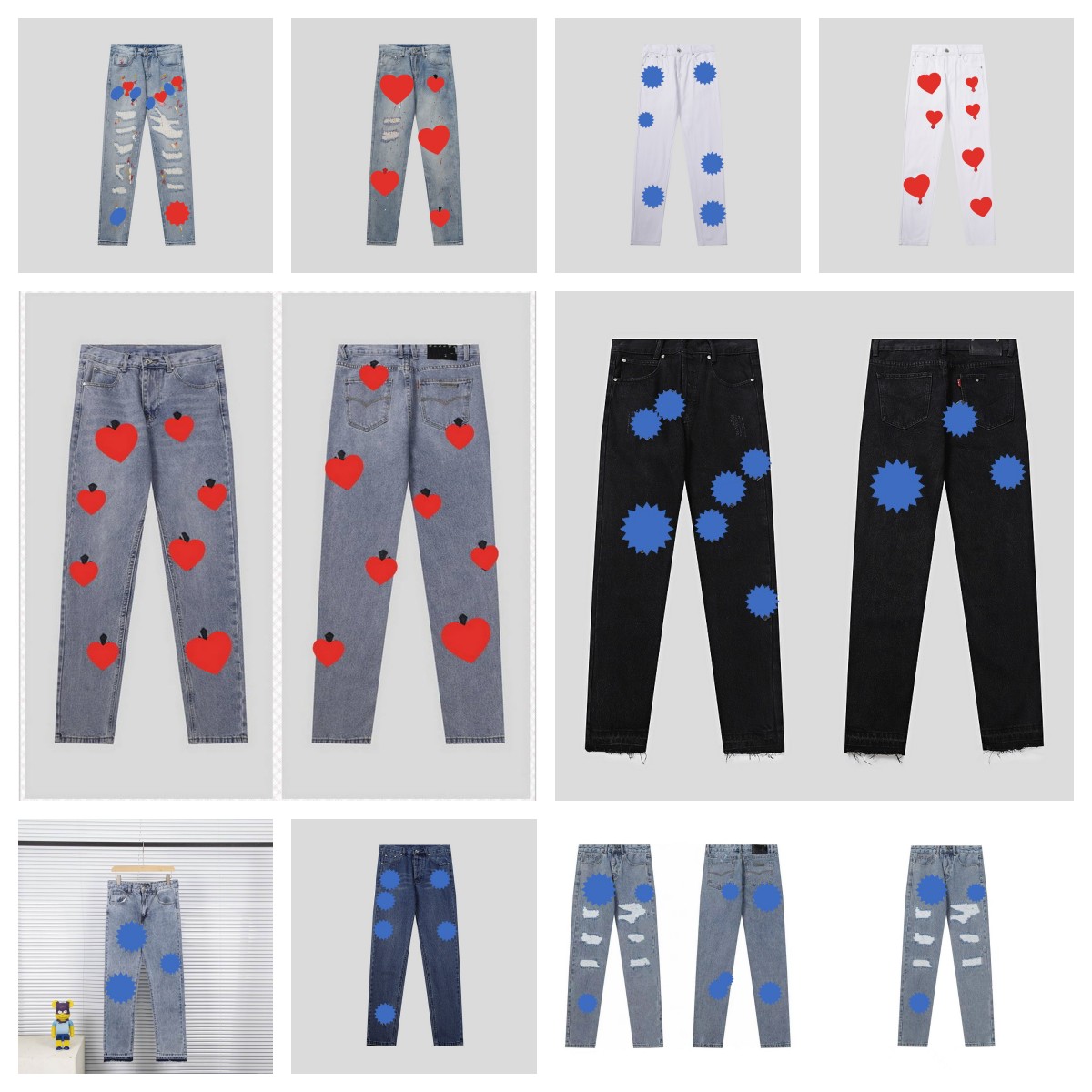 2023 Designer Jeans for Womens Mens Make Old Washed Fashion Pants Straight Trousers Heart Letter Prints for Woman Man Casual Long Style Bottoms, 22
2023 Designer Jeans for Womens Mens Make Old Washed Fashion Pants Straight Trousers Heart Letter Prints for Woman Man Casual Long Style Bottoms, 22