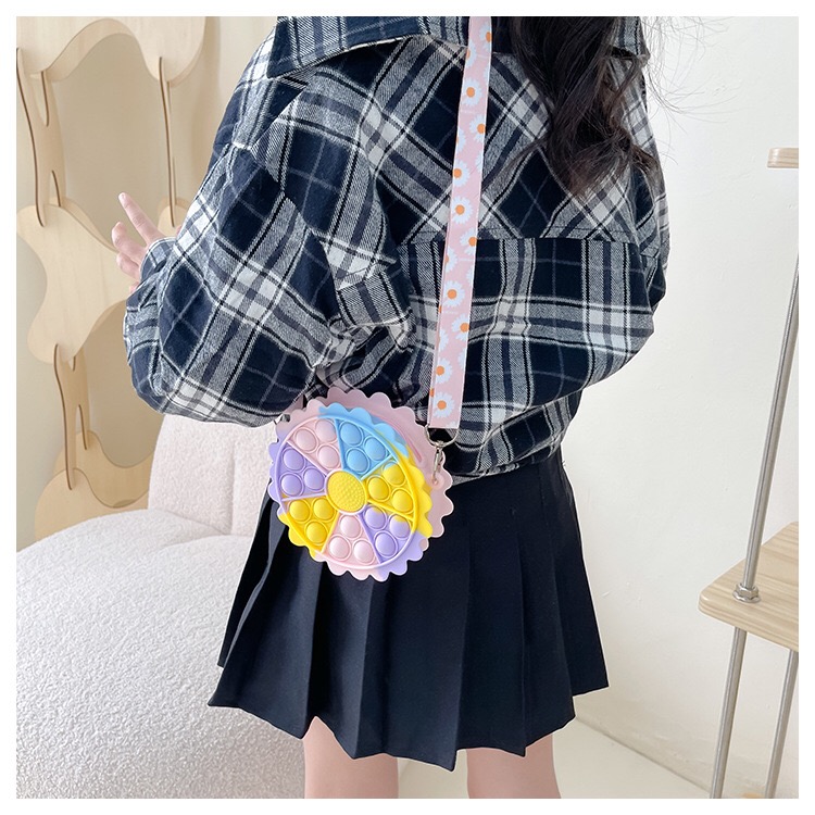 Silicone Decompression Toy Children Single Shoulder Diagonal Cute Cartoon Package Bubbles Coin Purse