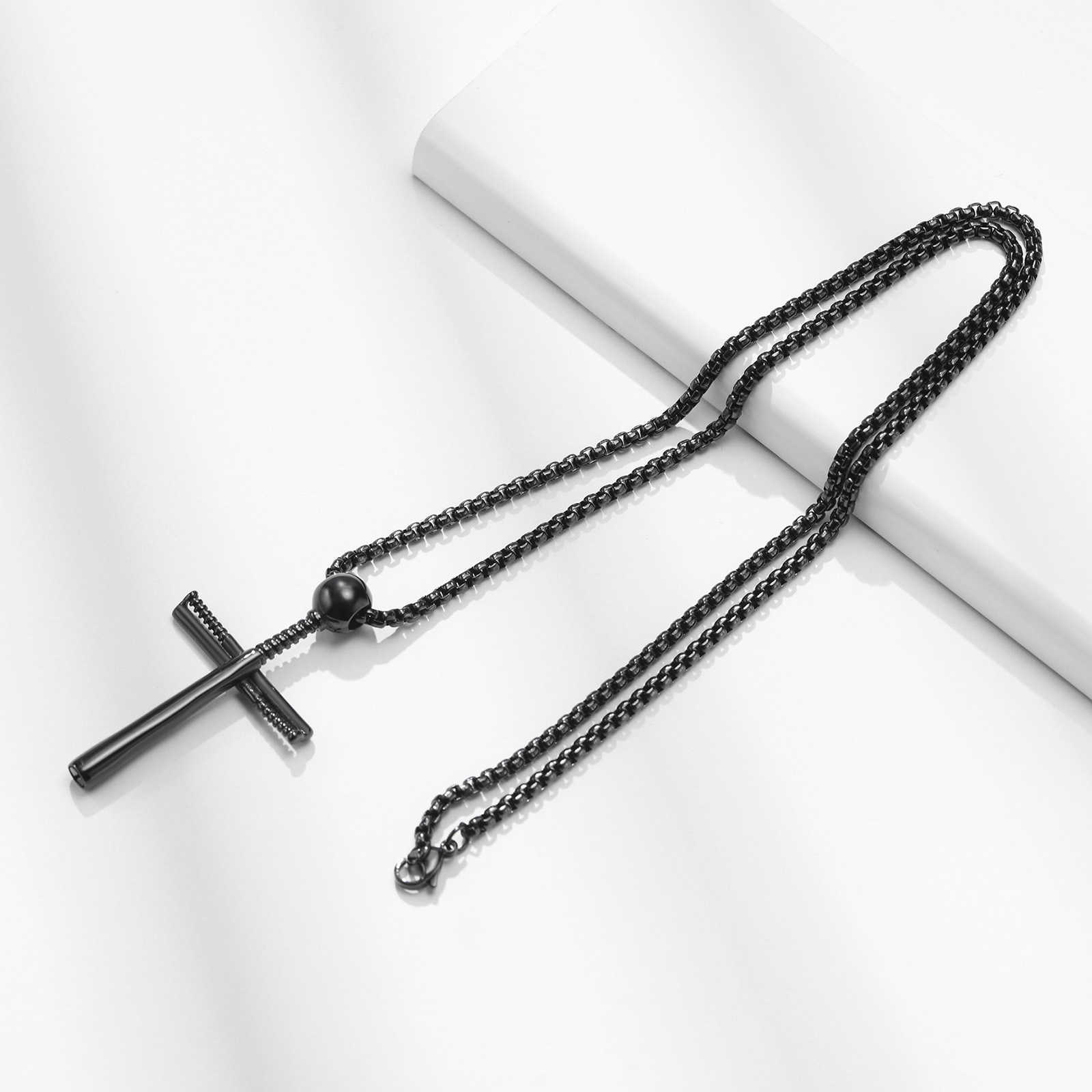 Cremation Urn Baseball Gold Cross Necklace For Ashes Memorial Keepsake Titanium Stainless Steel Pendant Remembrance Jewelry Gifts Women Men Collar Who