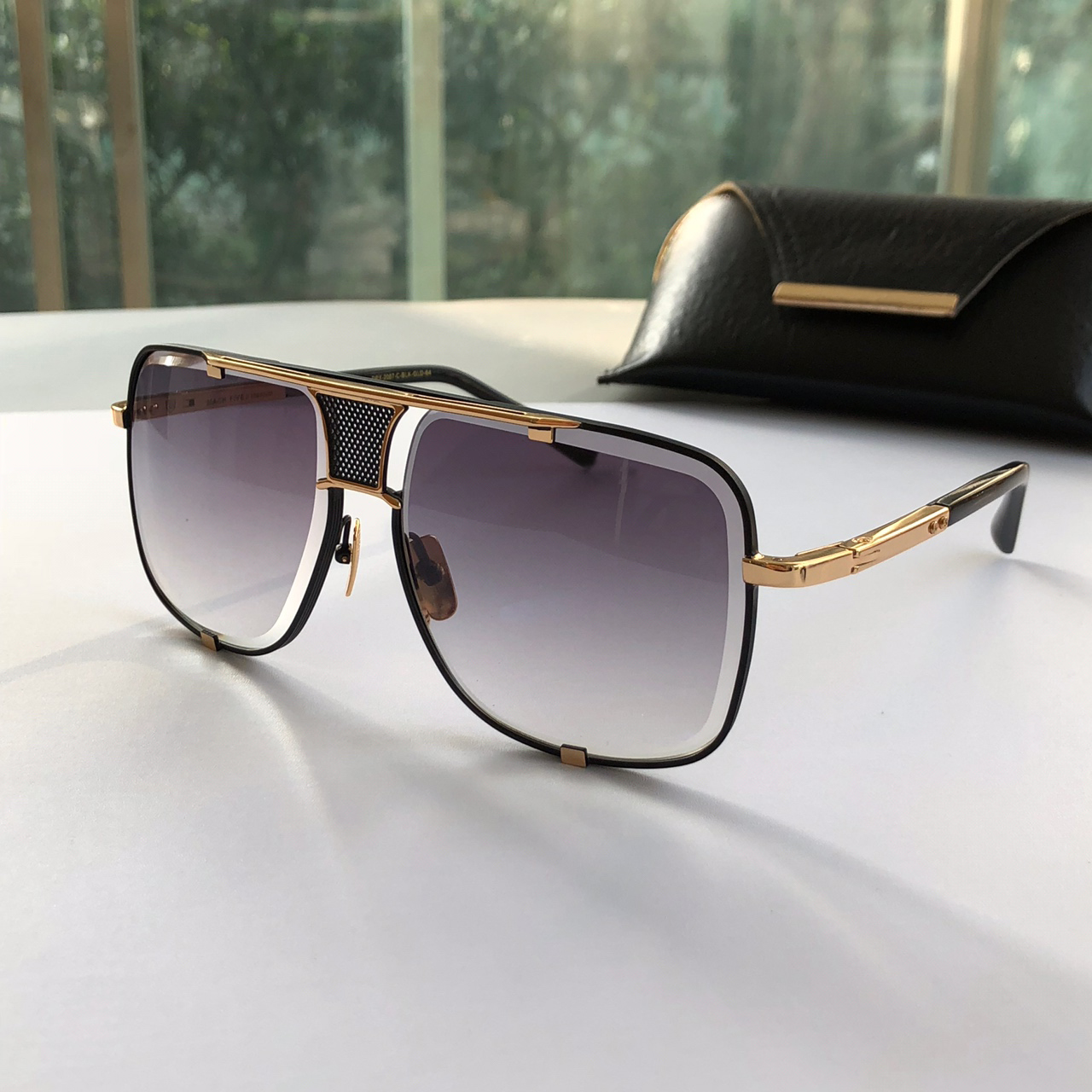 2087 Square Sunglasses Glasses Titanium Gold Grey Gradient Mens Sunnies Gafas de sol Designer Sunglasses Shades Occhiali da sole UV400 Protection Eyewear