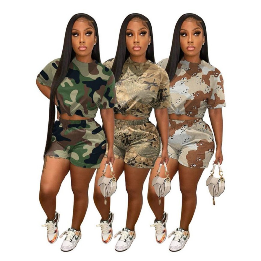 Women Camouflage Tracksuits Shorts Set casual Loose T-shirt and shorts Summer Fashion 2 Piece Outfit women Jogging Suits 7977, Mix color
Women Camouflage Tracksuits Shorts Set casual Loose T-shirt and shorts Summer Fashion 2 Piece Outfit women Jogging Suits 7977, Mix color