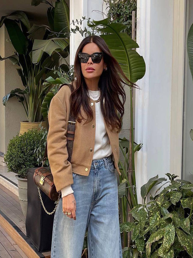 Men s Jackets Fashion Bomber Women Elegant O Neck Long Sleeve Khaki Coat Ladies 2023 Spring Casual Female Short Jacket Streetwear 230522