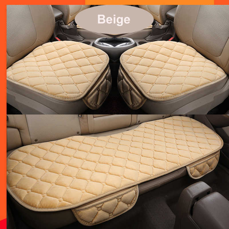 New Soft Car Seat Cover Front Rear Mat Pad Anti-slip Flocking Cloth Cushion Winter Keep Warm Auto Seat Protector Universal SUV VAN