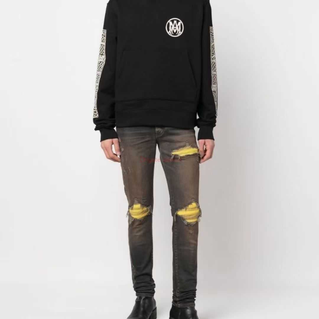 Designer Clothing Amires Jeans Denim Pants Amies European Trendy Brand Youth Distressed Jeans Mens Vintage Color Patchwork Washed Personalized Trendy Youth Slim F, Beige
Designer Clothing Amires Jeans Denim Pants Amies European Trendy Brand Youth Distressed Jeans Mens Vintage Color Patchwork Washed Personalized Trendy Youth Slim F, Beige