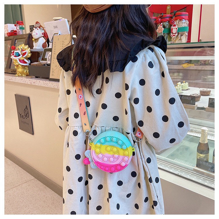 Silicone Decompression Toy Children Single Shoulder Diagonal Cute Cartoon Package Bubbles Coin Purse