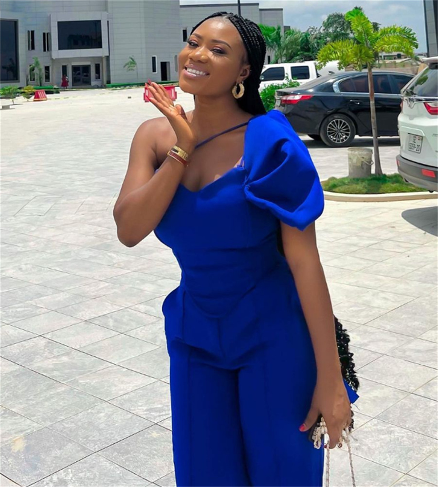 Elegant Jumpsuit Royal Blue Prom Dress 2023 Sexy One Shoulder Satin Outfit Evening Dresses Chic Night Formal Occasion Party Wear Vestidos De Fiesta No