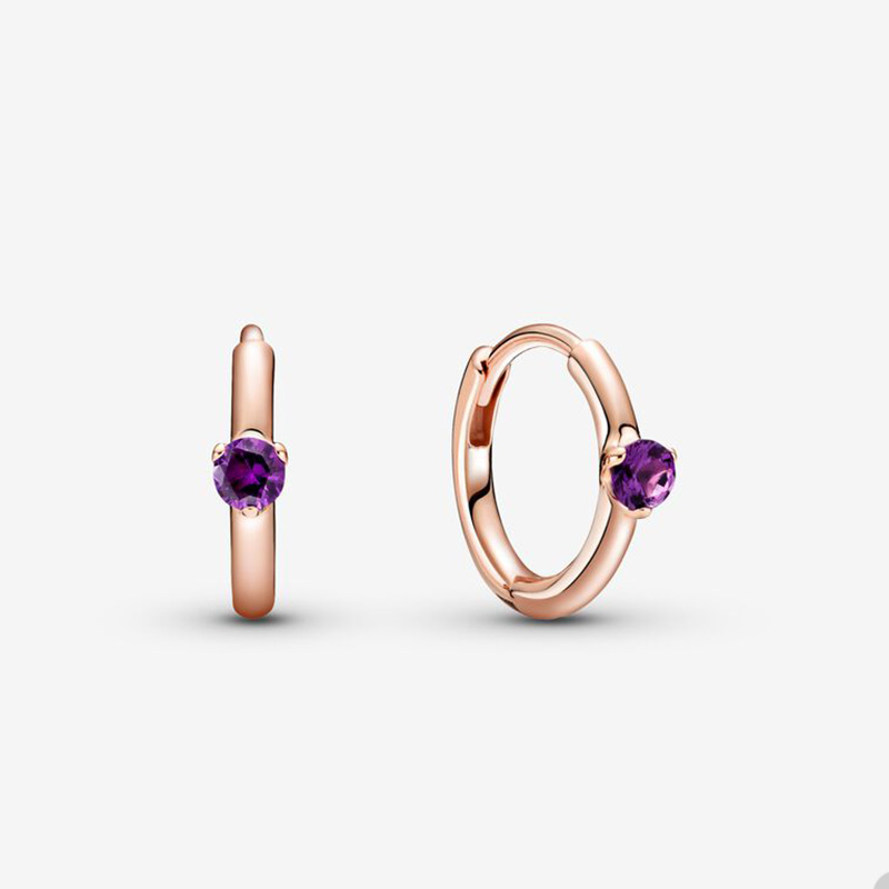 Purple Solitaire Huggie Hoop Earrings for Pandora 18K Rose Gold Wedding Party Earring Set designer Jewelry For Women Crystal diamond earring with Original Box
Purple Solitaire Huggie Hoop Earrings for Pandora 18K Rose Gold Wedding Party Earring Set designer Jewelry For Women Crystal diamond earring with Original Box