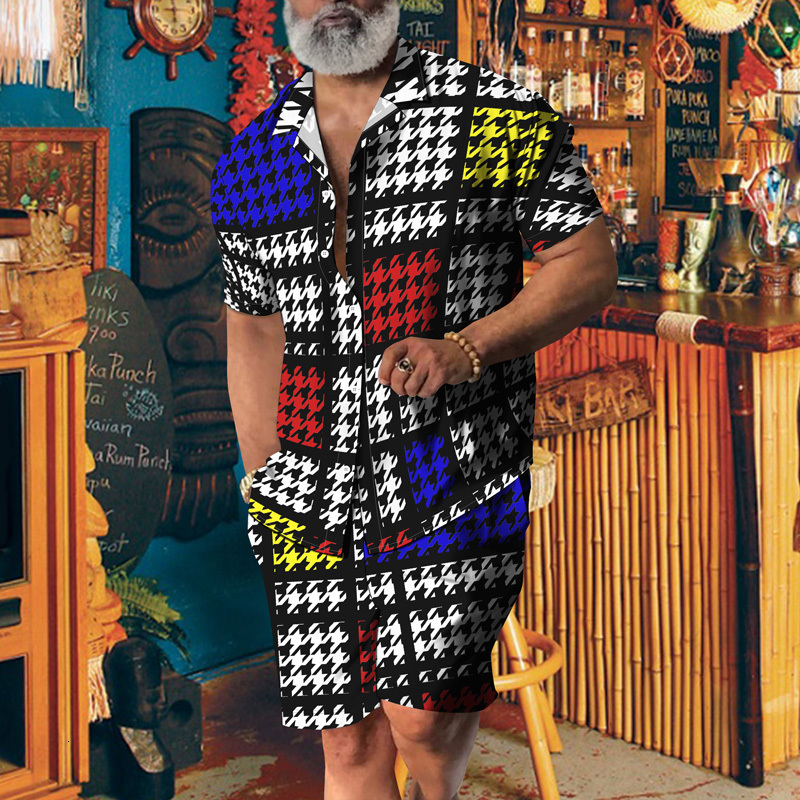 Men s Tracksuits Summer Fashion Trend Top Short Shirt Collocation Same Color Tether Pants 3D Simple Harajuku Print Casual Bar Suit S 4XL 230522