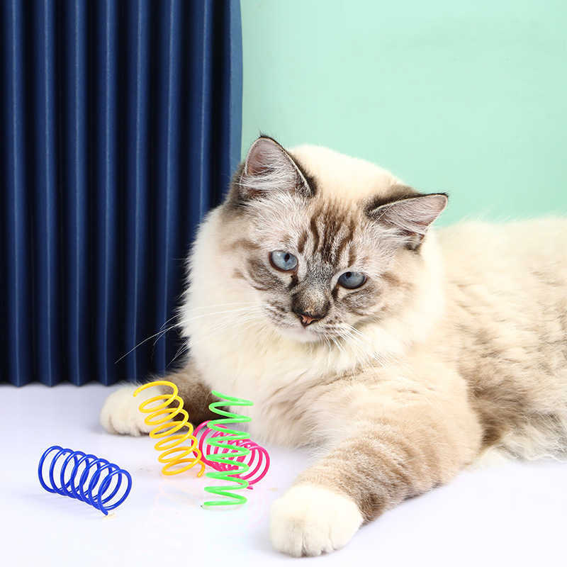 4/8/16pcs Kitten Toys Wide Durable Heavy Gauge Spring Colorful Cat Toy Coil Spiral Springs Pet Life G230520
