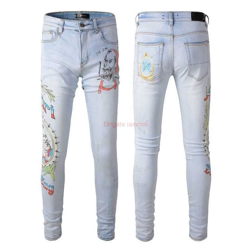 Designer Clothing Amires Jeans Denim Pants High Street Fashion Brand 22 New Amies Light Wash Old Letter Portrait Printing Slim Fit Small Feet Denim Pants for Men Distr, Blue
Designer Clothing Amires Jeans Denim Pants High Street Fashion Brand 22 New Amies Light Wash Old Letter Portrait Printing Slim Fit Small Feet Denim Pants for Men Distr, Blue