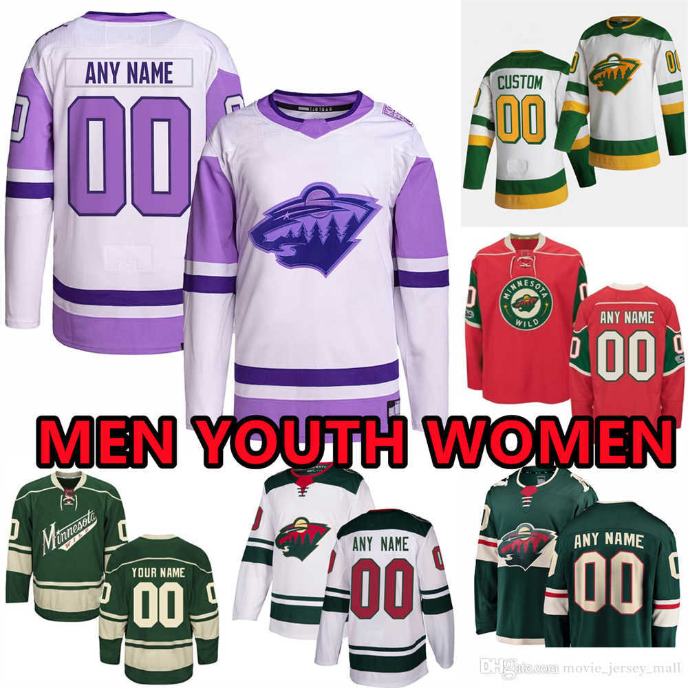 Custom Hockey Jerseys Minnesota''Wild''Mens 97 Kaprizov 32 Filip Gustavsson 38 Ryan Hartman 90 Marcus Johansson 3 John Klingberg 73 Kyle Masters Merrill Middleton, Women (size s-xl)