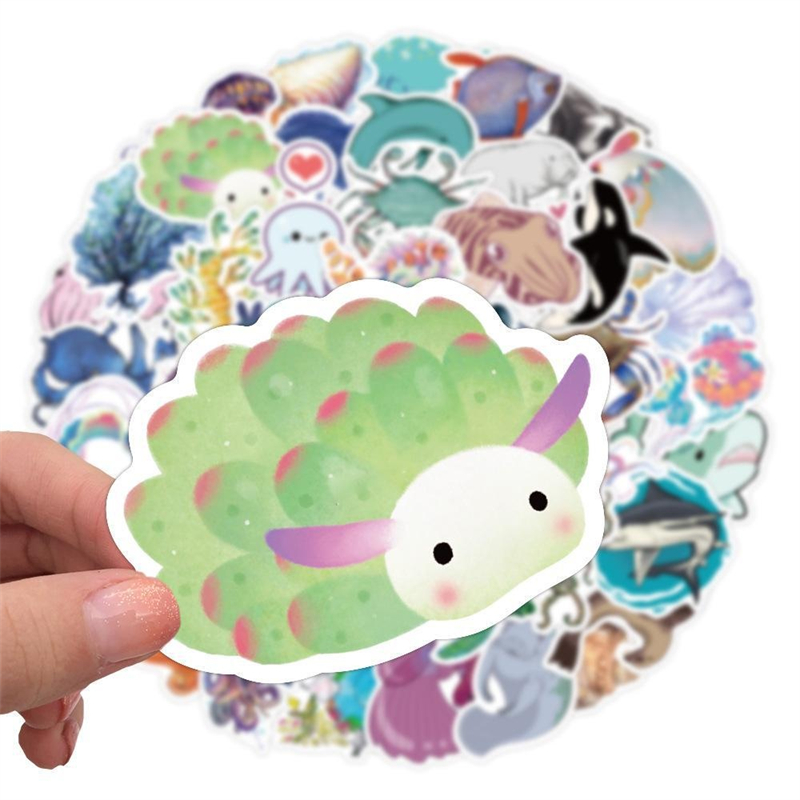 50Pcs Cartoon Marine Life Stickers Cute Marine Animal Graffiti Kids Toy Skateboard car Motorcycle Bicycle Sticker Decals Wholesale