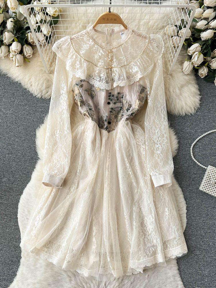 Casual Dresses French Vintage Flower Jacquard Patchwork Lace Sweet Dress Women Long Sleeve O Neck Fairy Floral Gorgeous Mesh Tulles Vestidos, Picture color
Casual Dresses French Vintage Flower Jacquard Patchwork Lace Sweet Dress Women Long Sleeve O Neck Fairy Floral Gorgeous Mesh Tulles Vestidos, Picture color