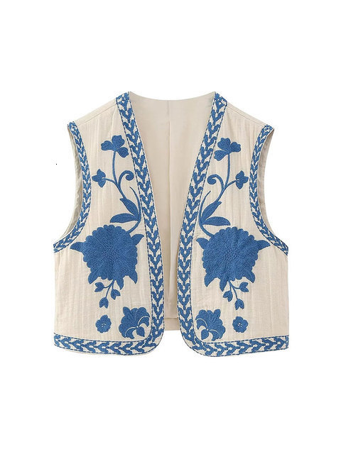 Women s Vests Nlzgmsj Vintage Flower Embroidery Vest Jacket 2023 Summer V Neck Cardigan Shirts Boho Loose Female Tops 230522