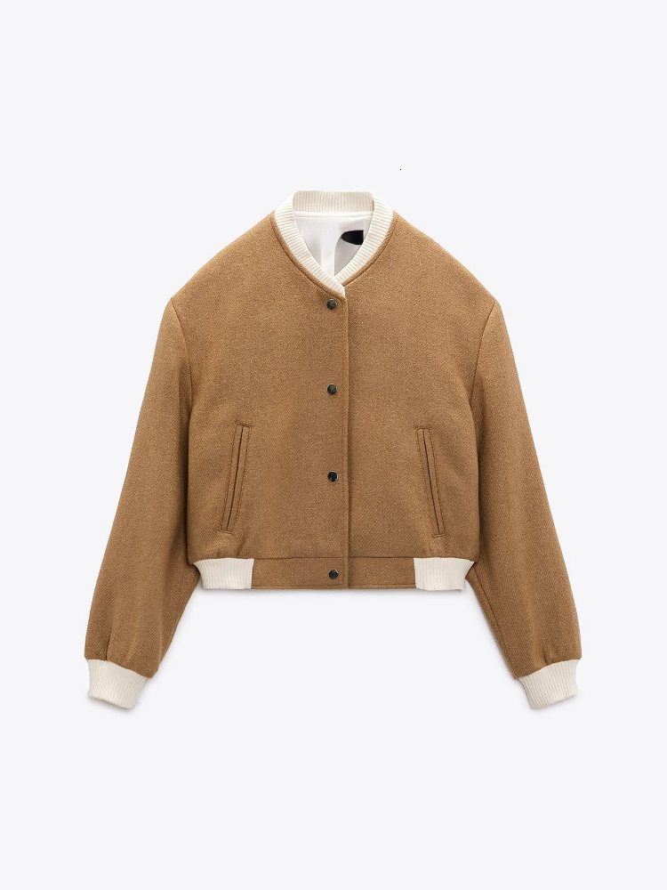 Men s Jackets Fashion Bomber Women Elegant O Neck Long Sleeve Khaki Coat Ladies 2023 Spring Casual Female Short Jacket Streetwear 230522