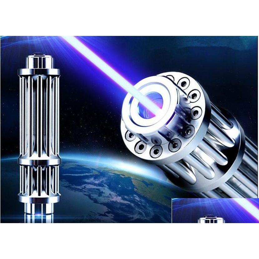Laser Pointers Super Strong High Power Blue 500000M 450Nm Lazer Pen Flashlight Hunting With 5 Star Caps Teaching Drop Delivery Elect Dh7A6
