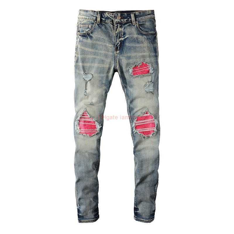 Designer Clothing Amires Jeans Denim Pants Amies Light Cow Water Washed Worn Out Red Patch Slim Fit Small Feet Jeans Mens High Street Net Red Ins Distressed Ripped Skin, Picture color
Designer Clothing Amires Jeans Denim Pants Amies Light Cow Water Washed Worn Out Red Patch Slim Fit Small Feet Jeans Mens High Street Net Red Ins Distressed Ripped Skin, Picture color