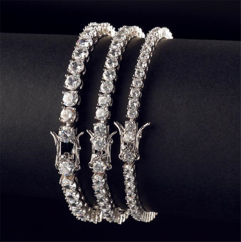 Rock Tennis Chains Hip-hop Tide Mens Bracelet Zircon-microencased 5mm 4mm 3mm Bracelet Tennis bracelets For Men And Women Iced Out Jewelry Luxury Men 