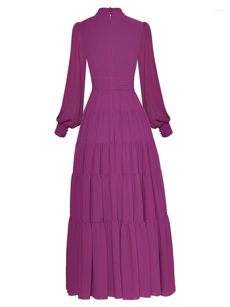 Casual Dresses Long Dress Runway Designer High Quality Spring Autumn Women Vintage Elegant Noble Fashion Sleeves Party