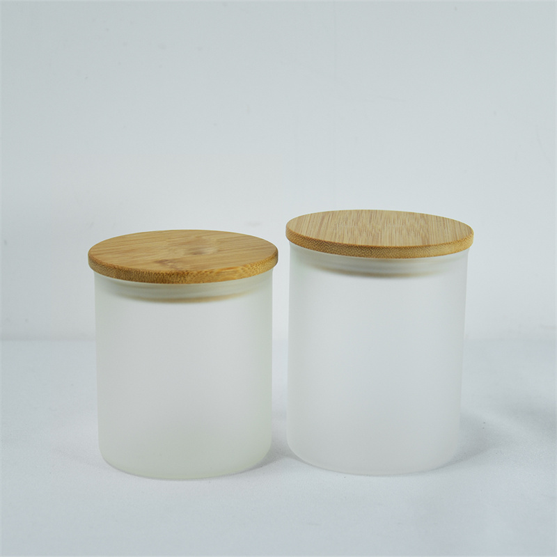 USA Warehouse 10oz Sublimation Blanks Glass Candle Jar Frosted Glass Beer Mugs for Making Candles Candle Containers With Bamboo lids