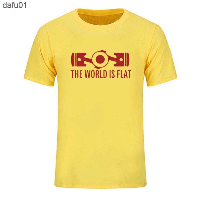 Men's T-Shirts New Summer The World Is Flat Engine T Shirt Short Sleeve Custom T-shirts New Style Men O-neck Cotton T Shirts EU Size L230520 L230