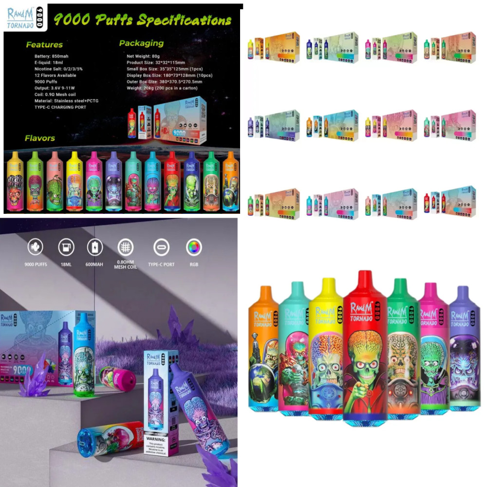 Original RandM Tornado 9000 Puffs randm 9000 Disposable E Cigarettes 0.8ohm Mesh Coil 18ml Pod Battery Rechargeable Electronic puff 9000 puff Cigs 9K 2%
Original RandM Tornado 9000 Puffs randm 9000 Disposable E Cigarettes 0.8ohm Mesh Coil 18ml Pod Battery Rechargeable Electronic puff 9000 puff Cigs 9K 2%