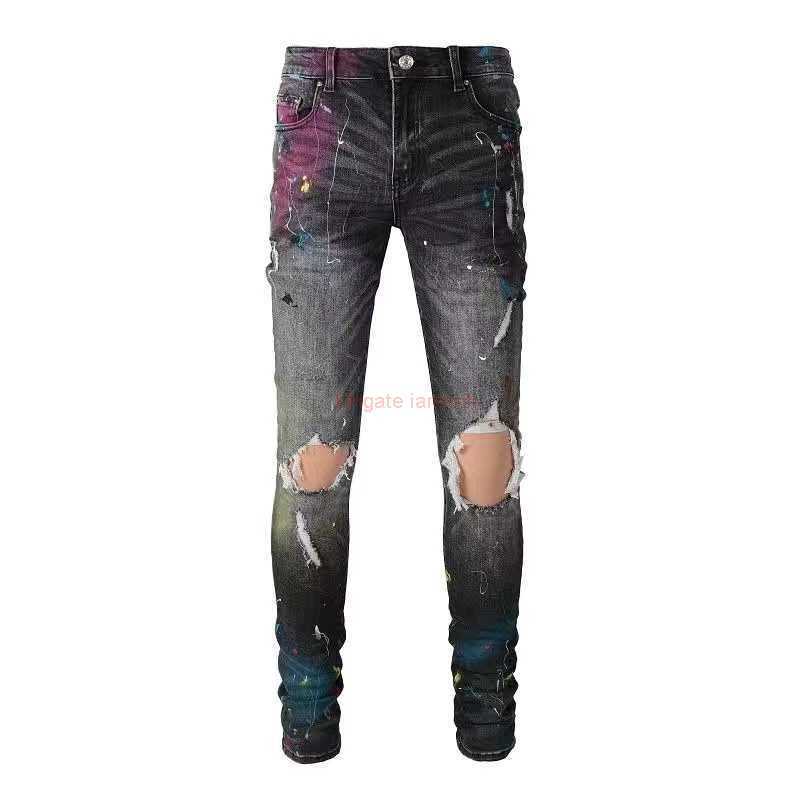 Designer Clothing Amires Jeans Denim Pants Amies 5636 High Street Style Speckle Color Contrast Knee Broken Slim Elastic Small Feet Jeans Mens Hip Hop Fashion Pants Di, Black
Designer Clothing Amires Jeans Denim Pants Amies 5636 High Street Style Speckle Color Contrast Knee Broken Slim Elastic Small Feet Jeans Mens Hip Hop Fashion Pants Di, Black