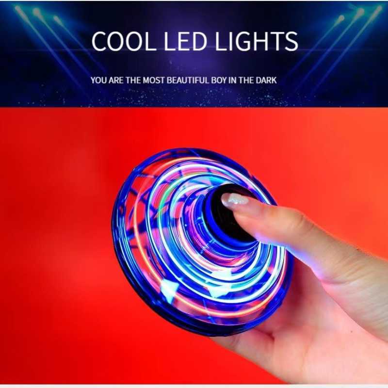 free shipping Dog Toys Chews Mini LED UFO Type Flying Helicopter Spinner Fingertip Upgrade Flight Gyro Drone Aircraft Toy Adult Kids Gift G230520