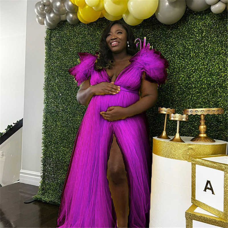 Maternity Dresses New Tulle Maternity Dress for Photoshoot Pregnancy Shooting Baby Shower Dresses For Pregnant Woman Long Photography Session Gown AA2