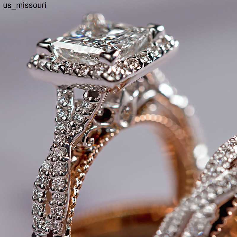 Band Rings 18K Rose Gold Couple Lab Diamond Ring sets Party Wedding band Rings for Women Men Promise Engagement Jewelry J230522