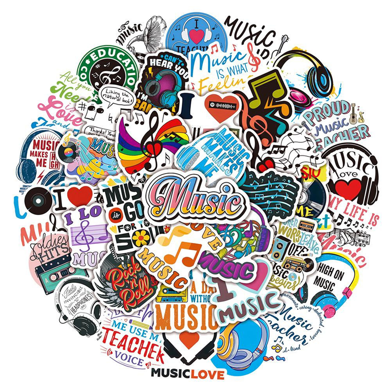 50Pcs Inspirational Music Stickers Rock Band Music Graffiti Kids Toy Skateboard car Motorcycle Bicycle Sticker Decals Wholesale