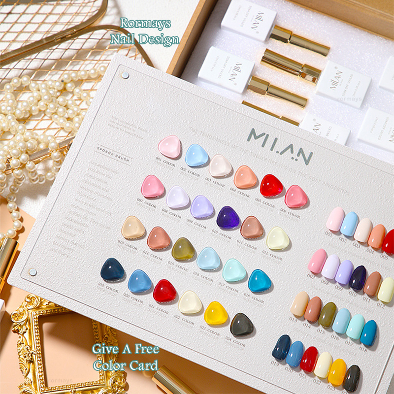 Rormays 24 Color Gel Nail Polish 15ML Fashion Macaron Varnish Gel UV LED Immersion Semi Permanent Base Coat Matte Coat Nail Art Nail Salon Dedicated G