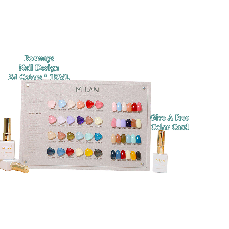 Rormays 24 Color Gel Nail Polish 15ML Fashion Macaron Varnish Gel UV LED Immersion Semi Permanent Base Coat Matte Coat Nail Art Nail Salon Dedicated G