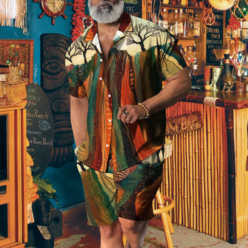 Men s Tracksuits Summer Fashion Trend Top Short Shirt Collocation Same Color Tether Pants 3D Simple Harajuku Print Casual Bar Suit S 4XL 230522