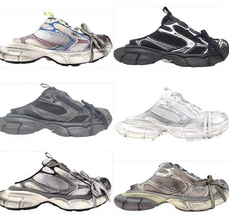 3XL Trainer Mule Shoes For Men Women Chunky Sole Silver Grey Triple Black White Multi Mens Summer Casual Loafers Flat Breathable Designer Sneakers 36-46