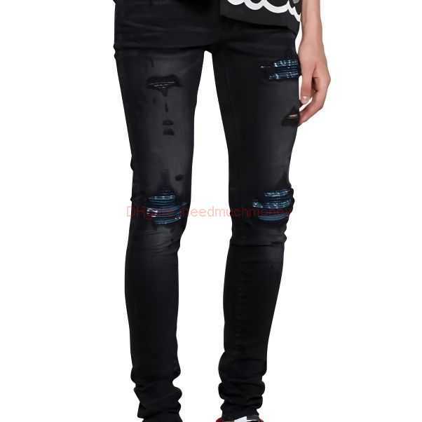 Designer Clothing Amires Jeans Denim Pants Amies Store Trend Brand Jeans Men Distressed Ripped Skinny Motocycle Biker Rock Hip hop Pant Fashion Straight Trousers 11