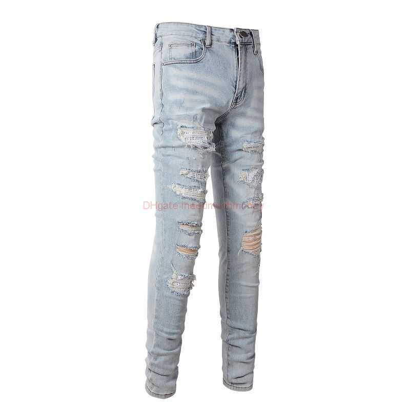 Designer Clothing Amires Jeans Denim Pants Amies Ripped Jeans 6808 Fashion Brand Diamond Inlaid Mens Denim Light Blue White Diamond Elastic Slim Fit Womens Pants Dis
Designer Clothing Amires Jeans Denim Pants Amies Ripped Jeans 6808 Fashion Brand Diamond Inlaid Mens Denim Light Blue White Diamond Elastic Slim Fit Womens Pants Dis