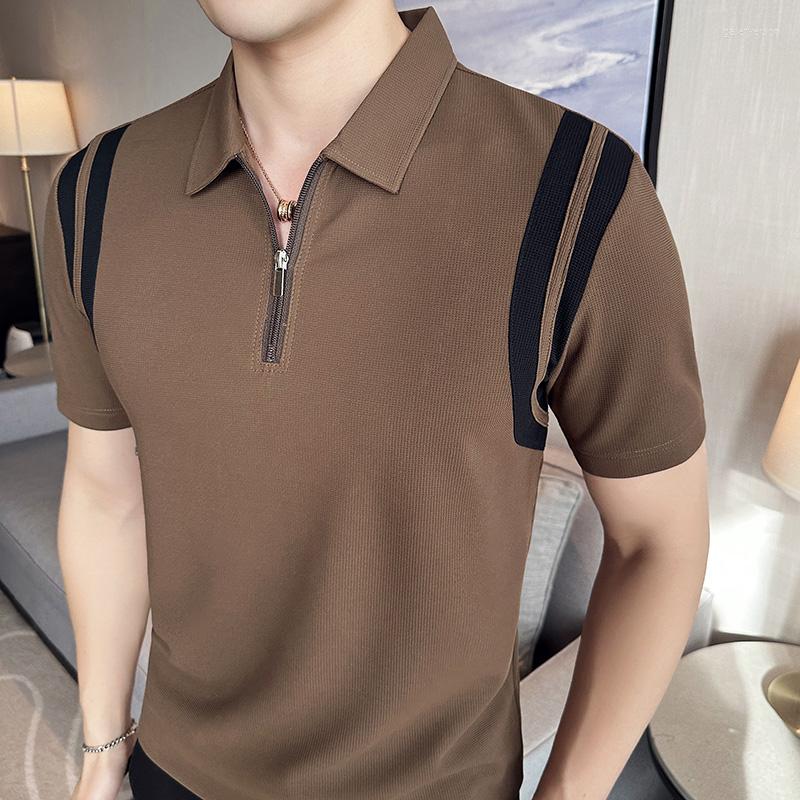 Men's Polos High Elastic Ice Bubble Fabric Zip Polo Shirt Men's Short Sleeve Lapel T-shirt Color Contrast Casual Business Tee Tops, White
Men's Polos High Elastic Ice Bubble Fabric Zip Polo Shirt Men's Short Sleeve Lapel T-shirt Color Contrast Casual Business Tee Tops, White