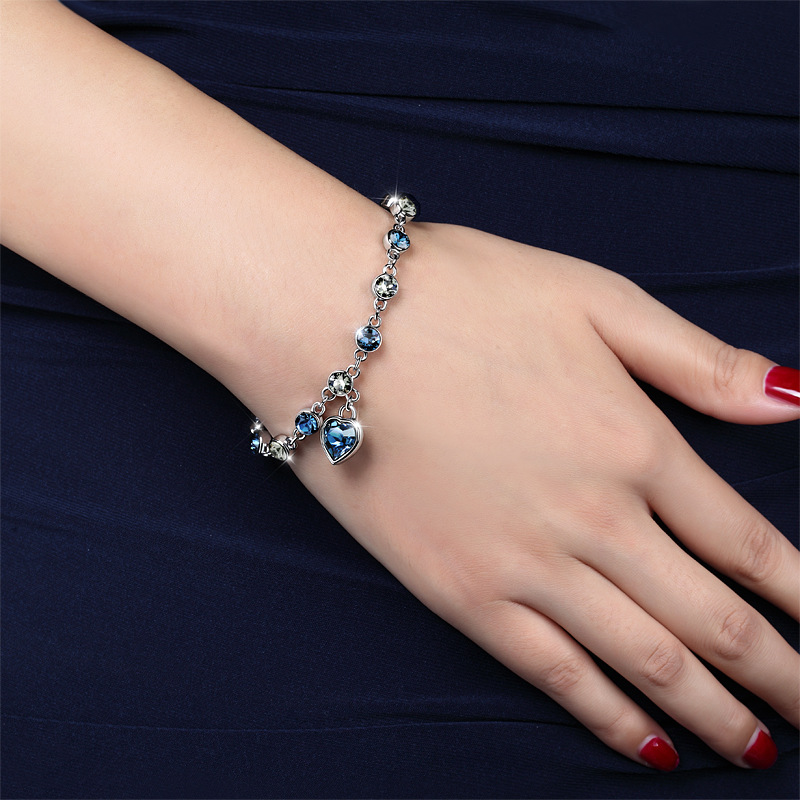 Crystal Heart Blue Bracelet | Fashion Charm Jewelry Gift for Women and Girls 4