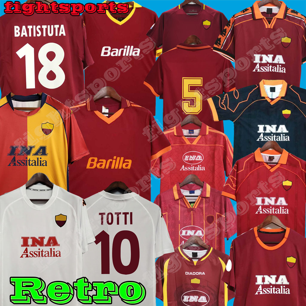 Top 00 01 02 Retro ROMA soccer jerseys TOTTI football shirt 89 90 91 92 94 95 96 98 99 BATISTUTA jersey Classic maillot de foot Nakata Montella, 1996-97 home
Top 00 01 02 Retro ROMA soccer jerseys TOTTI football shirt 89 90 91 92 94 95 96 98 99 BATISTUTA jersey Classic maillot de foot Nakata Montella, 1996-97 home