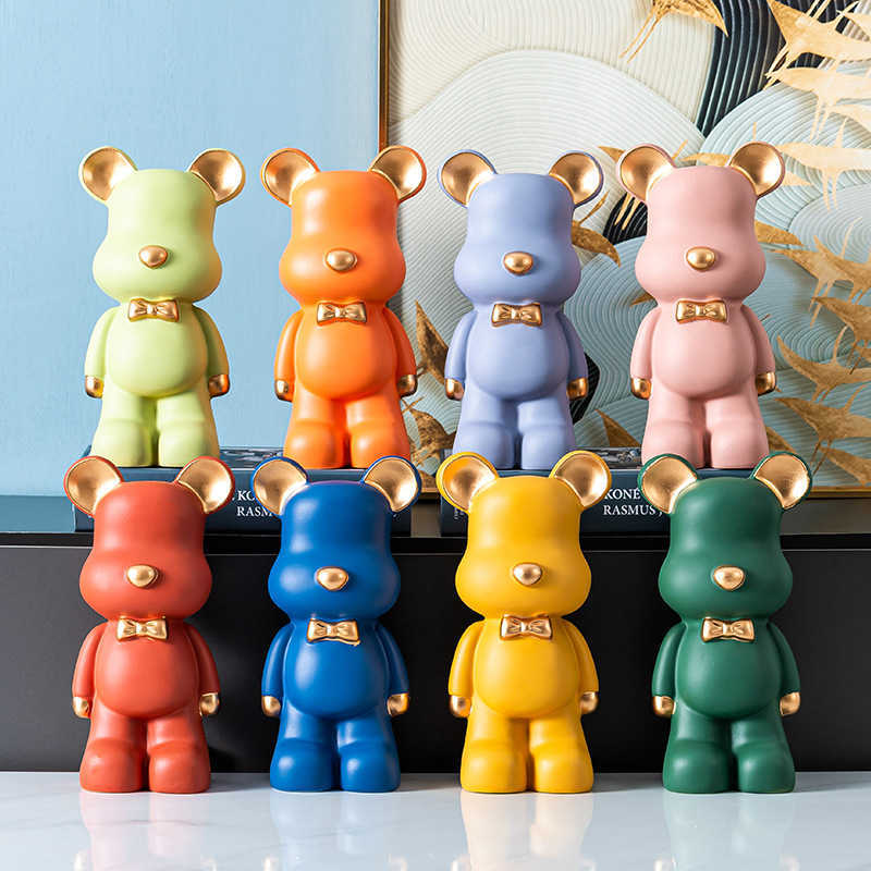 Decorative Objects Figurines 2023 Sculpture Violent Bear Statue Piggy Bank Money Boxes Ornament Desk Accessories Kids Toys Christmas Gift Home Decor G