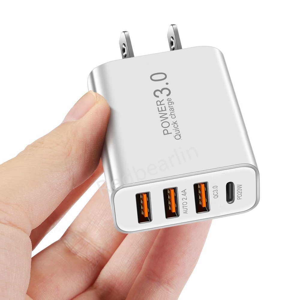 High Speed Quick Charging PD USB C Wall Charger 4 Ports Type c Power Adapter Eu US Plugs For IPhone 12 13 14 15 pro max Samsung S22 S23 Huawei htc lg 