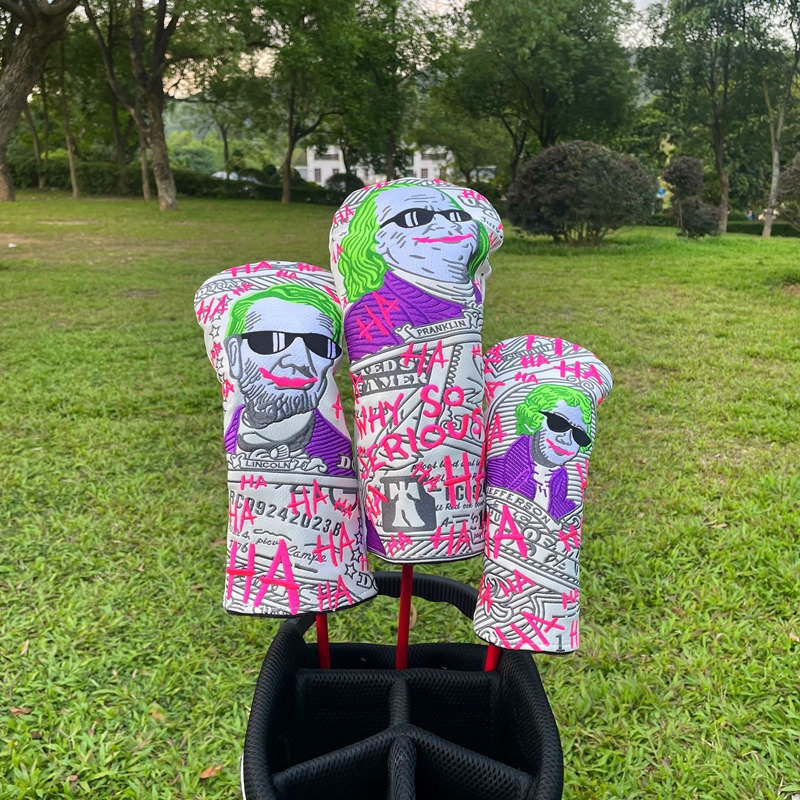Other Golf Products Clown president Golf Club #1 #3 #5 Wood Headcovers Driver Fairway Woods Cover PU Leather High quality Putter Head Covers 230523