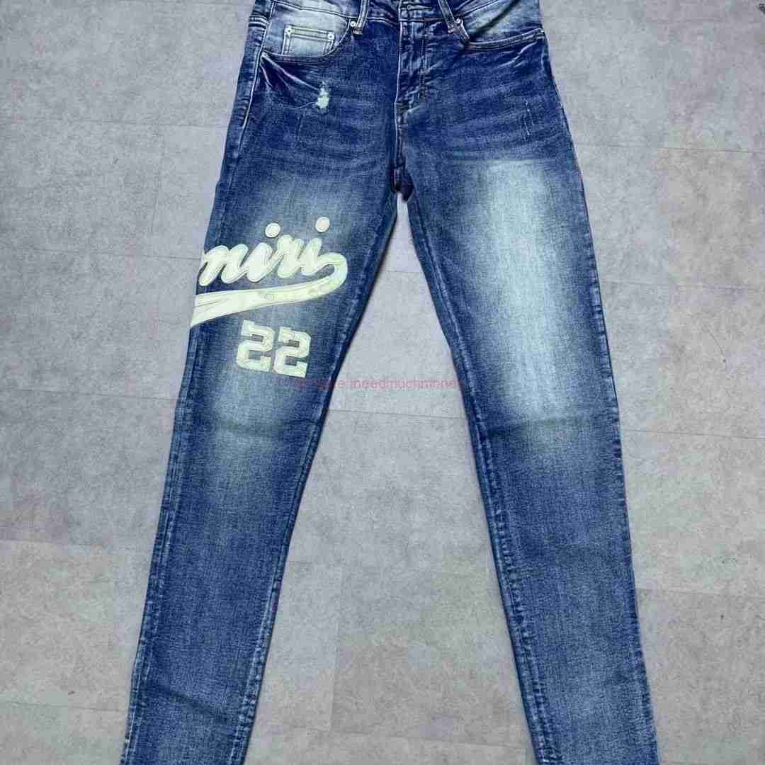 Designer Clothing Amires Jeans Denim Pants Amies Fashion Brand New High Street Jeans Mens Blue Wash Letter Leather Embroidery Slim Fit Small Feet Pants Distressed Ri, Light blue
Designer Clothing Amires Jeans Denim Pants Amies Fashion Brand New High Street Jeans Mens Blue Wash Letter Leather Embroidery Slim Fit Small Feet Pants Distressed Ri, Light blue