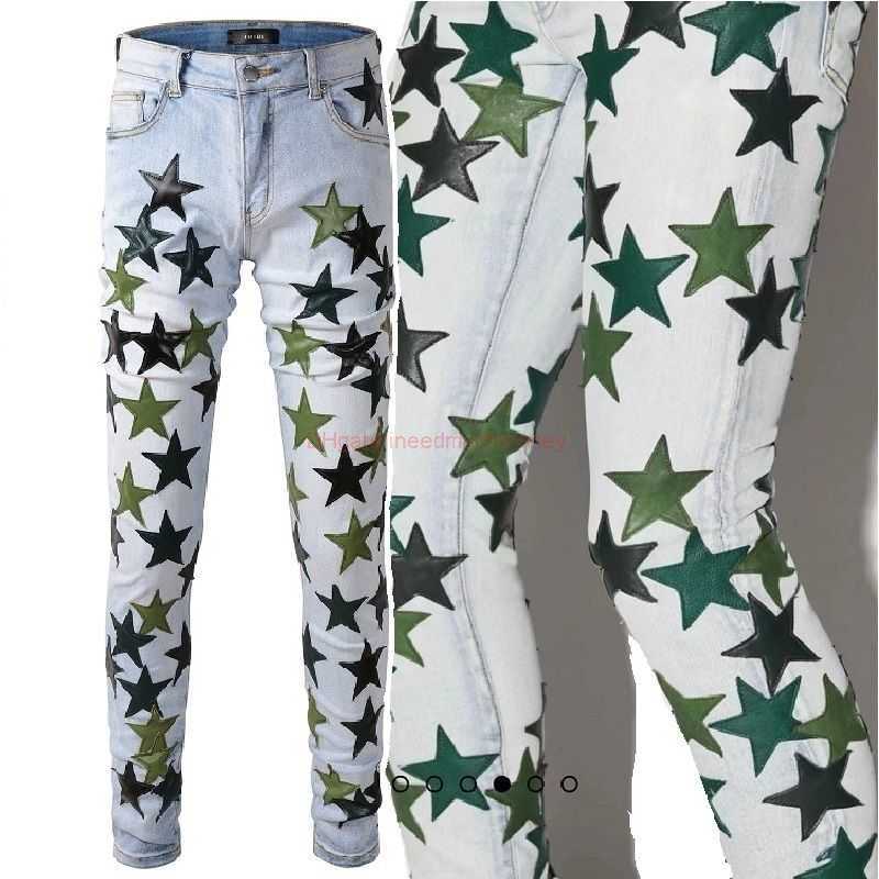 Designer Clothing Amires Jeans Denim Pants Amies 853 High Street Fashion Brand Green Star Leather Patch Made of Old Washed Light Elastic Slim Fit Jeans for Men Distres
Designer Clothing Amires Jeans Denim Pants Amies 853 High Street Fashion Brand Green Star Leather Patch Made of Old Washed Light Elastic Slim Fit Jeans for Men Distres