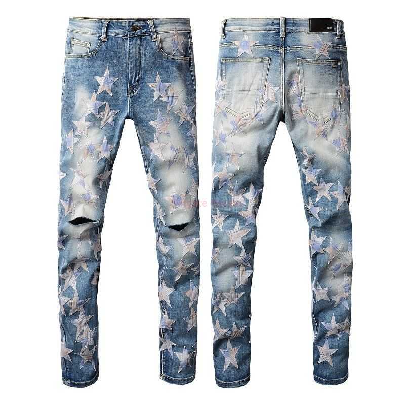 Designer Clothing Amires Jeans Denim Pants Amies 874 High Street Fashion Brand Blue Star Grid Patch Stretch Hole Trend Slim Straight Small Feet Mens Jeans Distressed
Designer Clothing Amires Jeans Denim Pants Amies 874 High Street Fashion Brand Blue Star Grid Patch Stretch Hole Trend Slim Straight Small Feet Mens Jeans Distressed
