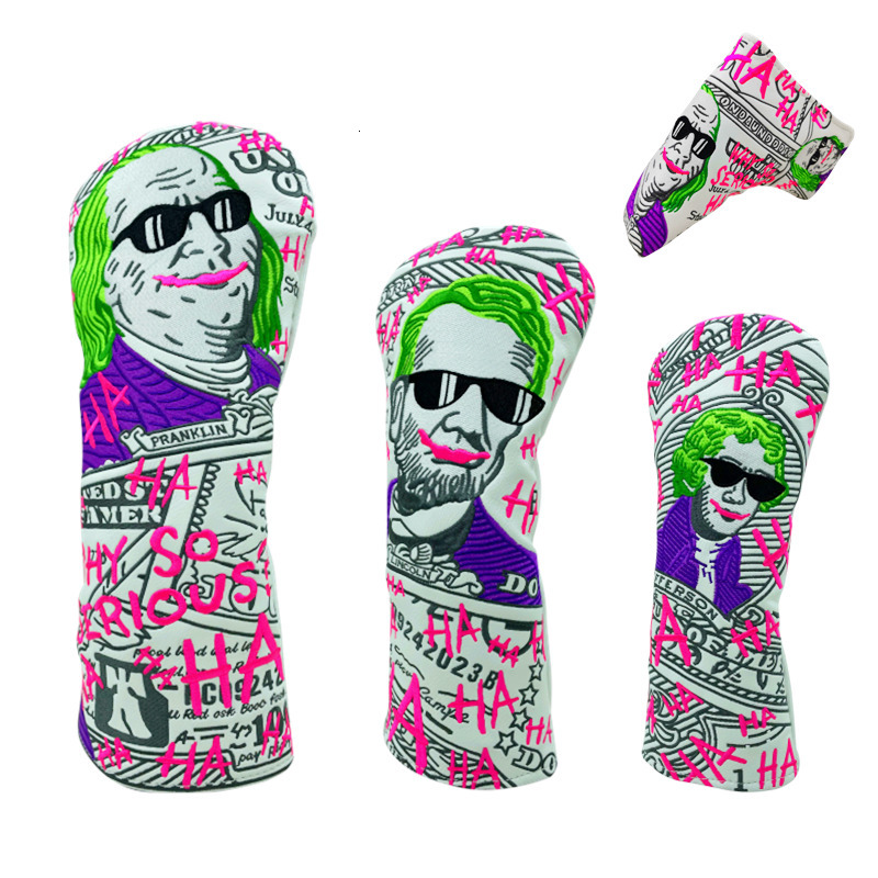 Other Golf Products Clown president Golf Club #1 #3 #5 Wood Headcovers Driver Fairway Woods Cover PU Leather High quality Putter Head Covers 230523